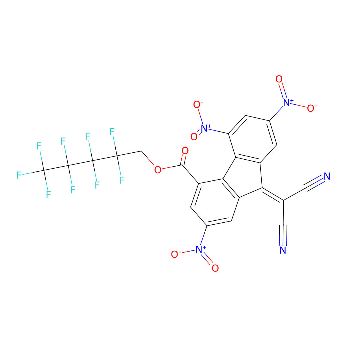 2,2,3,3,4,4,5,5,5-Nonafluoropentyl 9-(dicyanomethylene)-2,5,7-trinitro-9H-fluorene-4-carboxylate molecular structure, CAS 253605-69-5