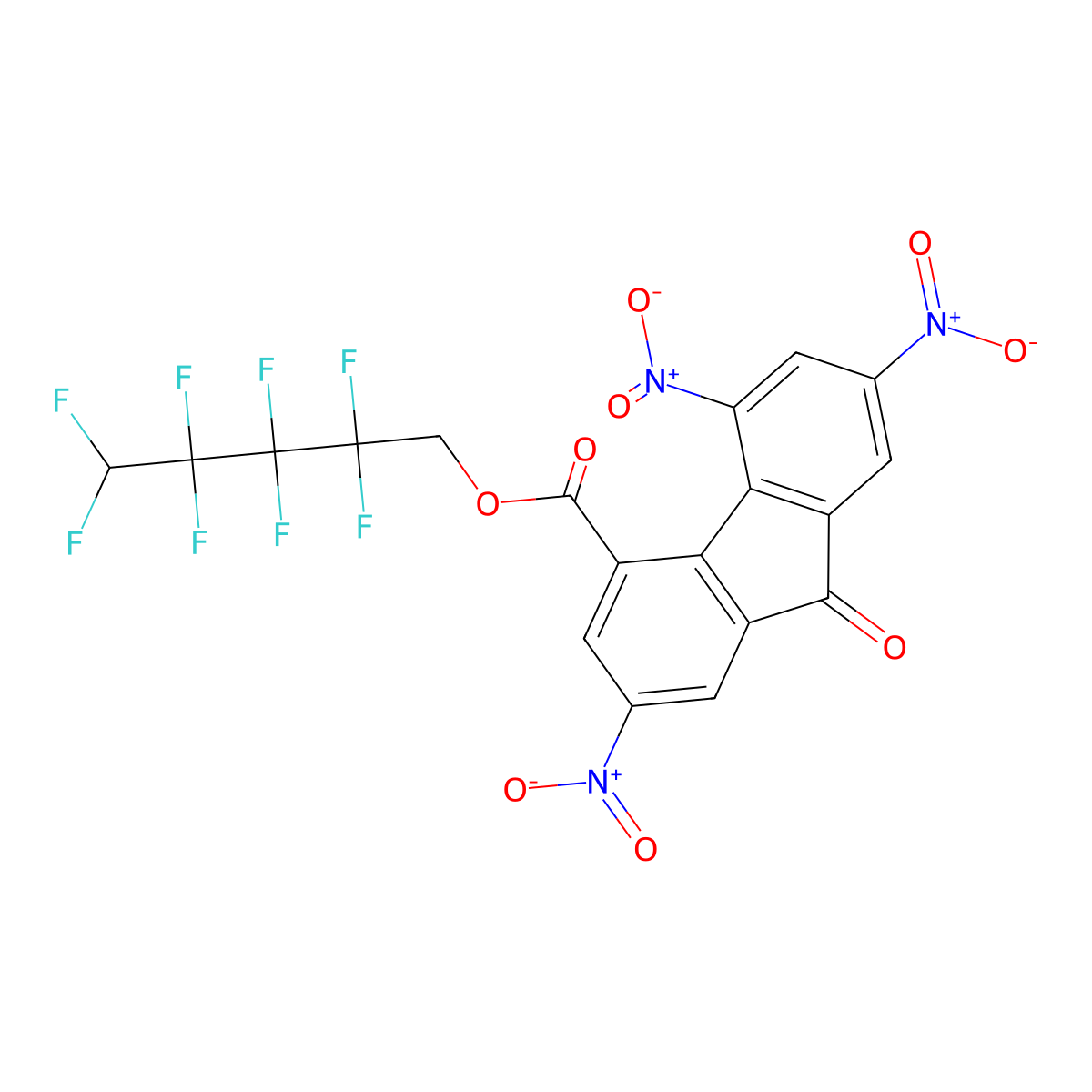 2,2,3,3,4,4,5,5-octafluoropentyl 2,5,7-trinitro-9-oxo-9H-fluorene-4-carboxylate molecular structure, CAS 253605-70-8