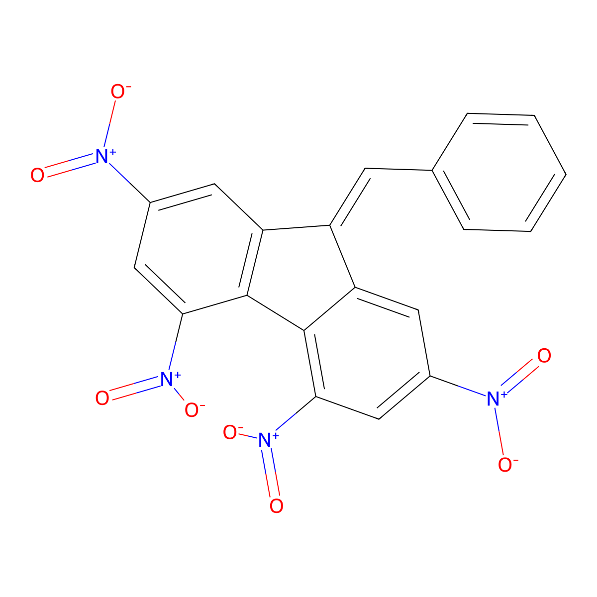 9-benzylidene-2,4,5,7-tetranitro-9H-fluorene molecular structure, CAS 253605-77-5