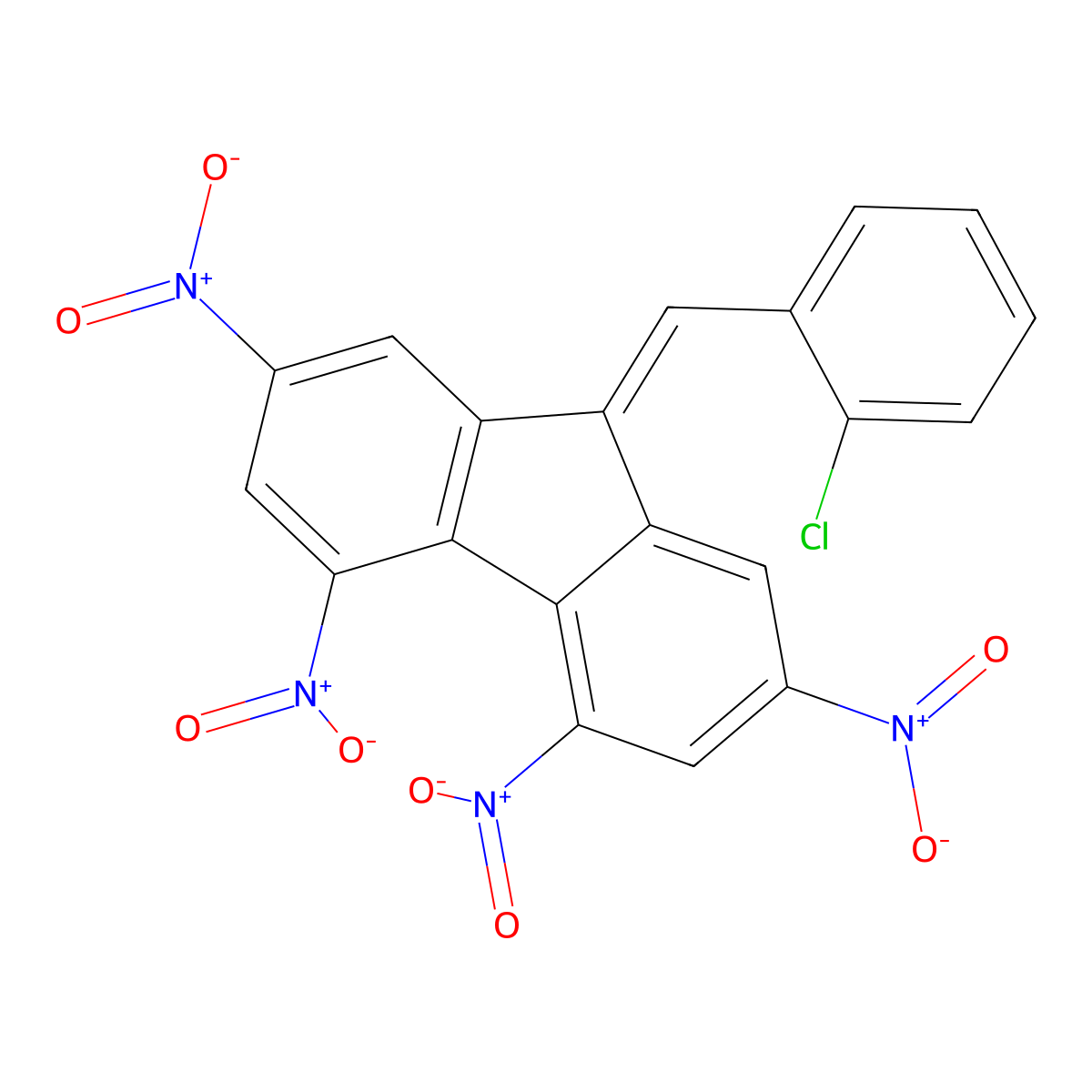 9-[(2-Chlorophenyl)methylidene]-2,4,5,7-tetranitrofluorene molecular structure, CAS 253608-02-5