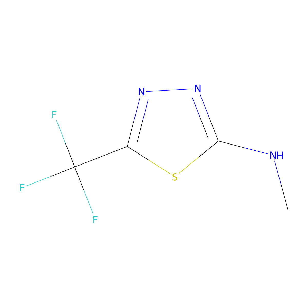 N-Methyl-5-(trifluoromethyl)-1,3,4-thiadiazol-2-amine molecular structure, CAS 25366-22-7