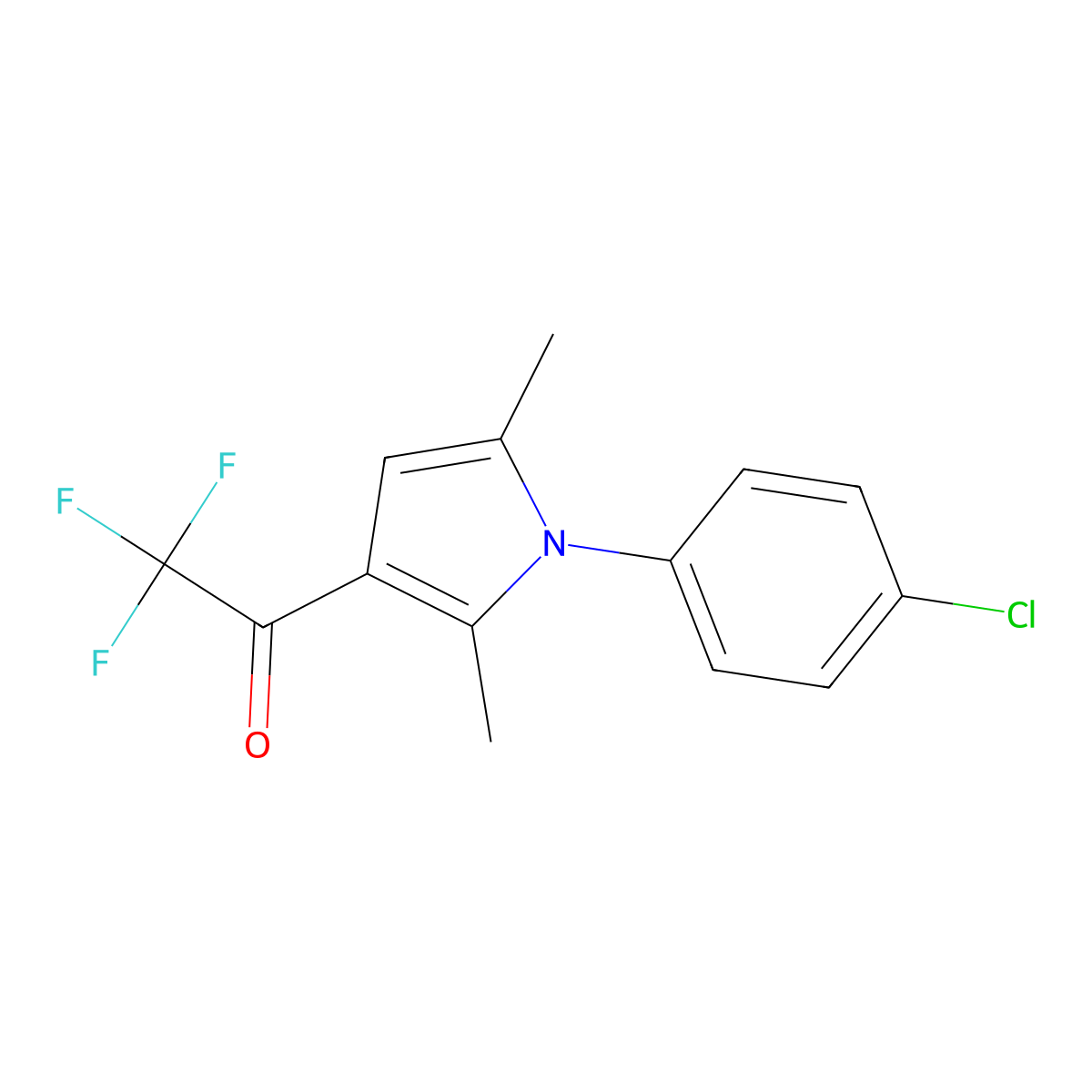1-[1-(4-chlorophenyl)-2,5-dimethyl-1H-pyrrol-3-yl]-2,2,2-trifluoro-1-ethanone molecular structure, CAS 253664-57-2