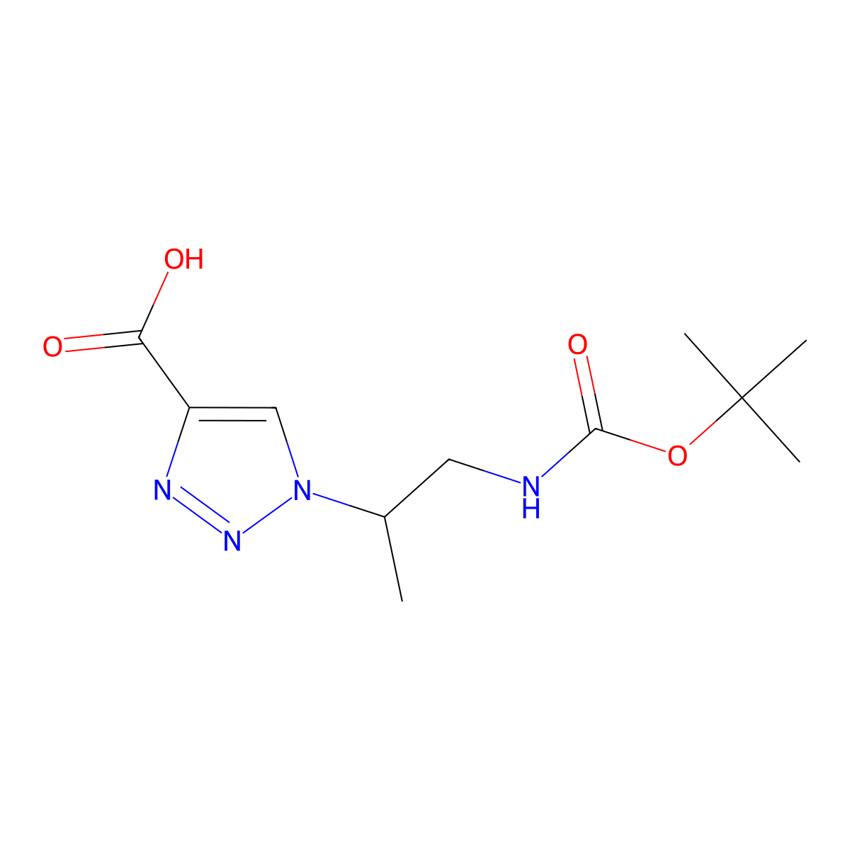 1-[(2S)-1-{[(tert-butoxy)carbonyl]amino}propan-2-yl]-1H-1,2,3-triazole-4-carboxylic acid molecular structure, CAS 2536818-47-8