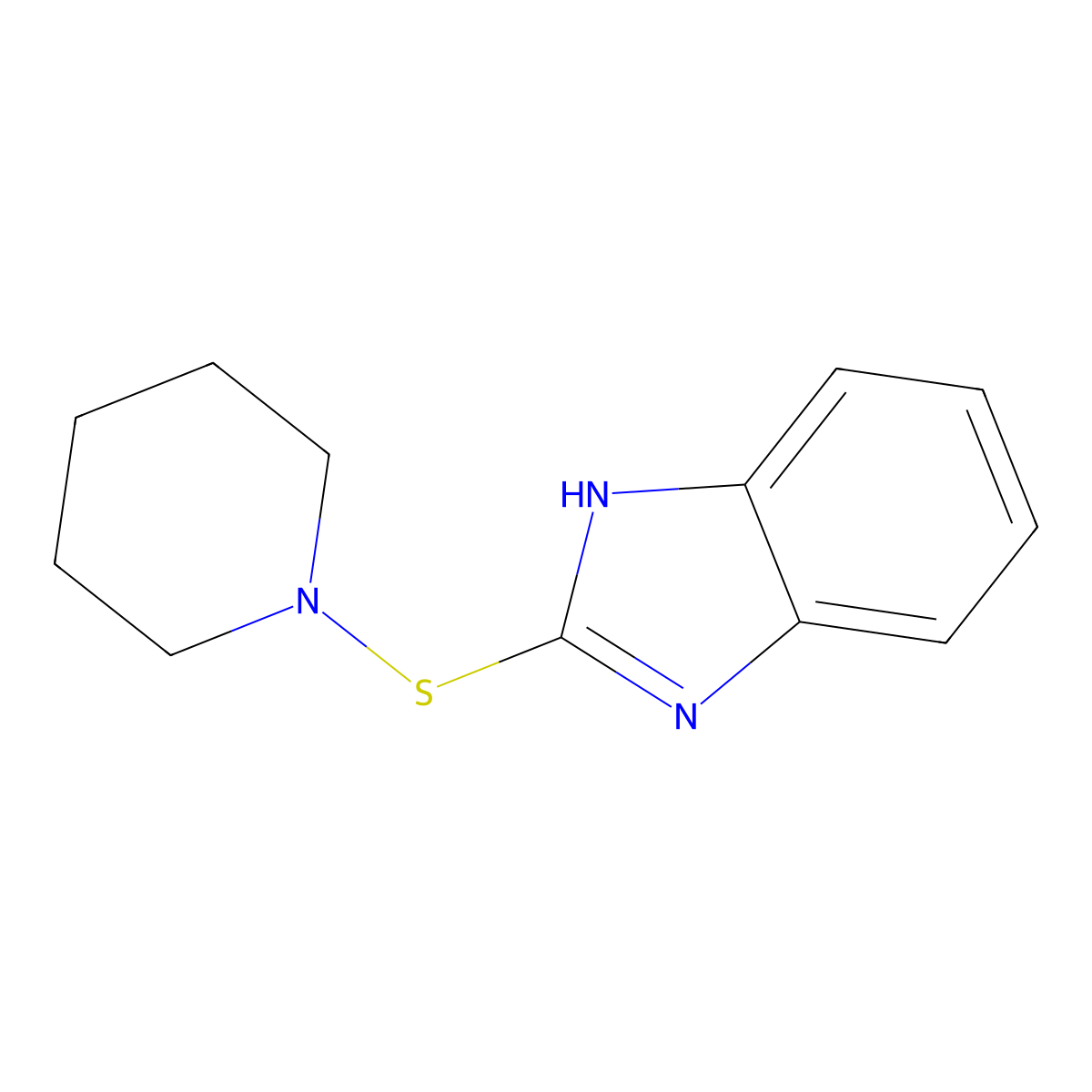 Piperidine, 1-(1H-benzimidazol-2-ylthio)- molecular structure, CAS 25369-84-0