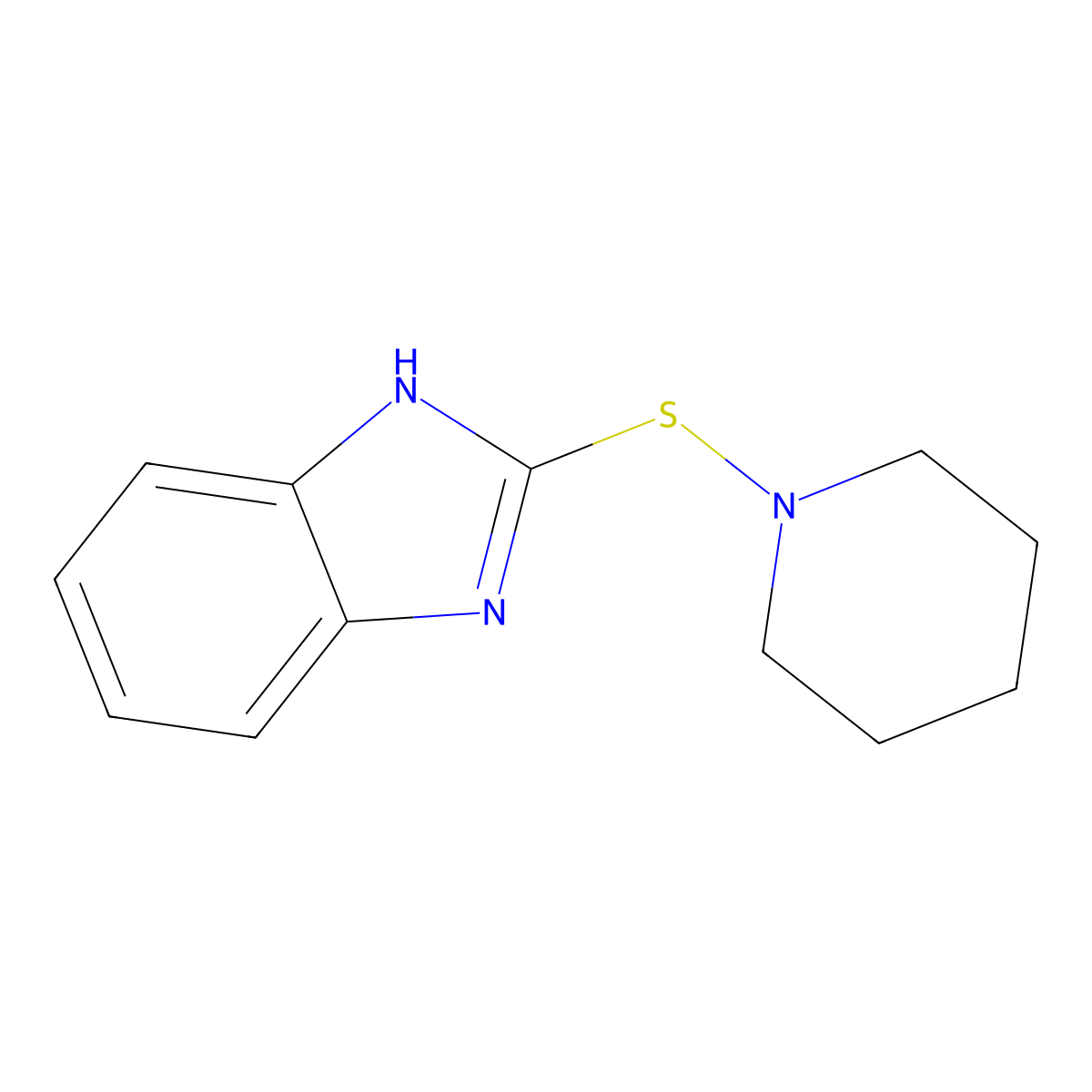 Piperidine, 1-(1H-benzimidazol-2-ylthio)- molecular structure, CAS 25369-84-0