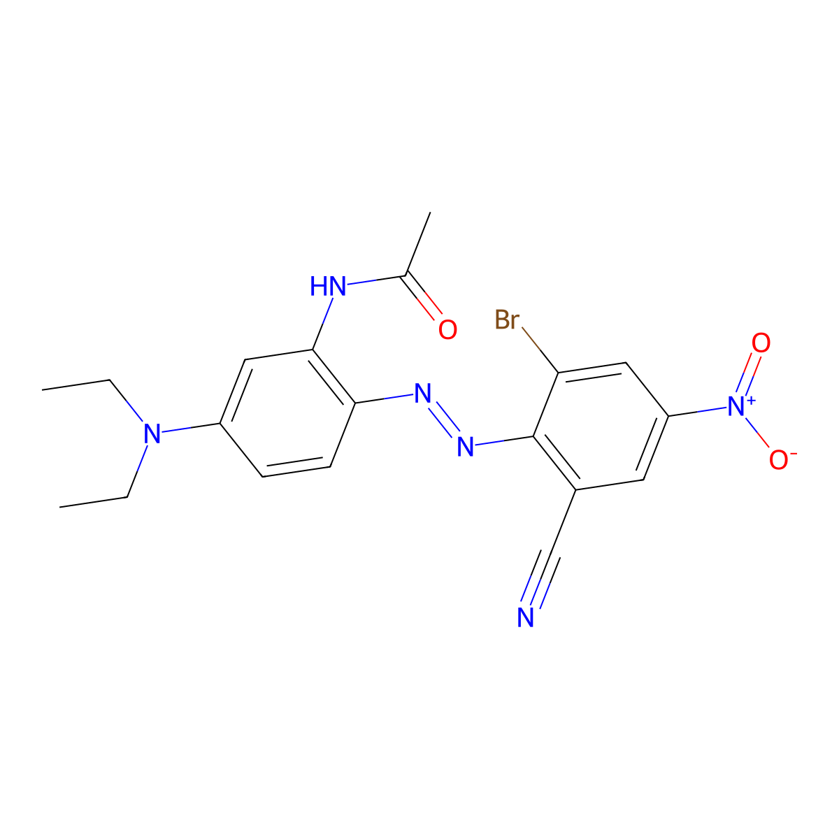 Acetamide, N-[2-[2-(2-bromo-6-cyano-4-nitrophenyl)diazenyl]-5-(diethylamino)phenyl]- molecular structure, CAS 2537-62-4