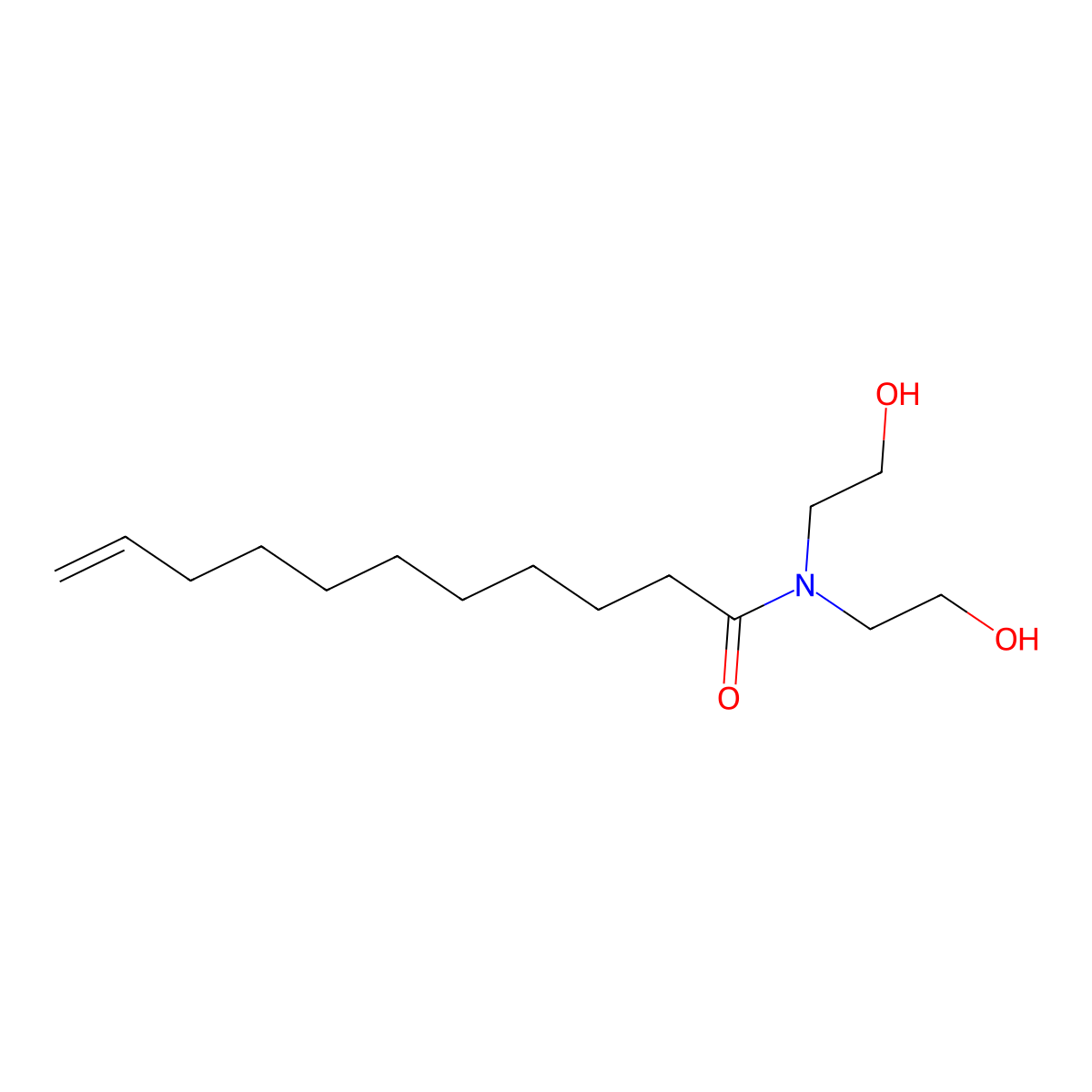 N,N-Bis(2-hydroxyethyl)undecenamide molecular structure, CAS 25377-64-4