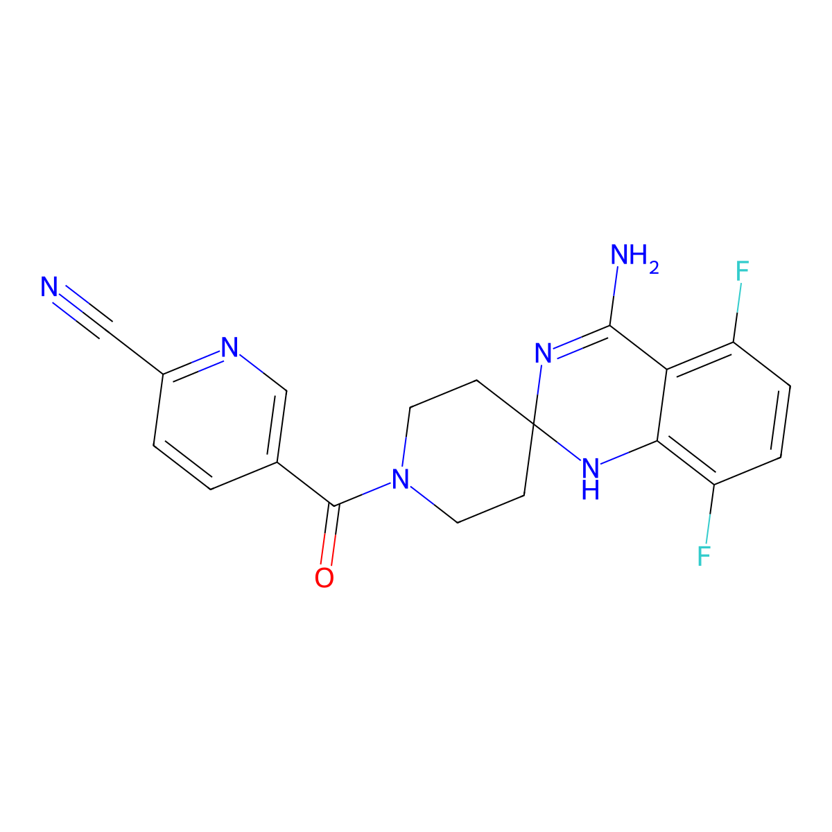 1-(6-Cyano-3-pyridylcarbonyl)-5',8'-difluorospiro(piperidine-4,2'(1'H)-quinazoline)-4'-amine molecular structure, CAS 253771-21-0