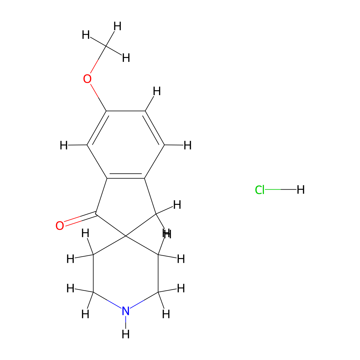 5-Methoxy-1,3-dihydrospiro[indene-2,4'-piperidin]-3-one hydrochloride molecular structure, CAS 253783-77-6