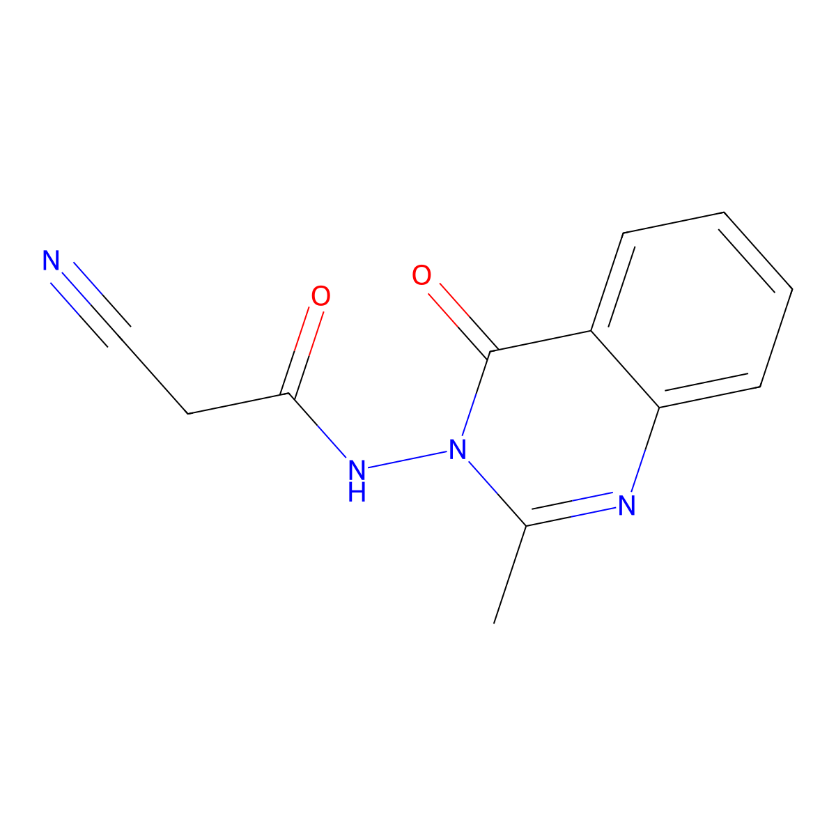 2-cyano-N-(2-methyl-4-oxoquinazolin-3(4H)-yl)acetamide molecular structure, CAS 25380-20-5