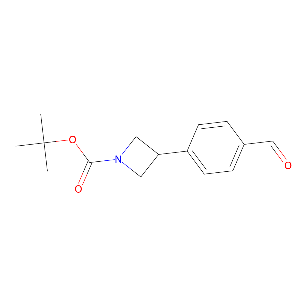 Tert-butyl 3-(4-formylphenyl)azetidine-1-carboxylate molecular structure, CAS 253801-18-2