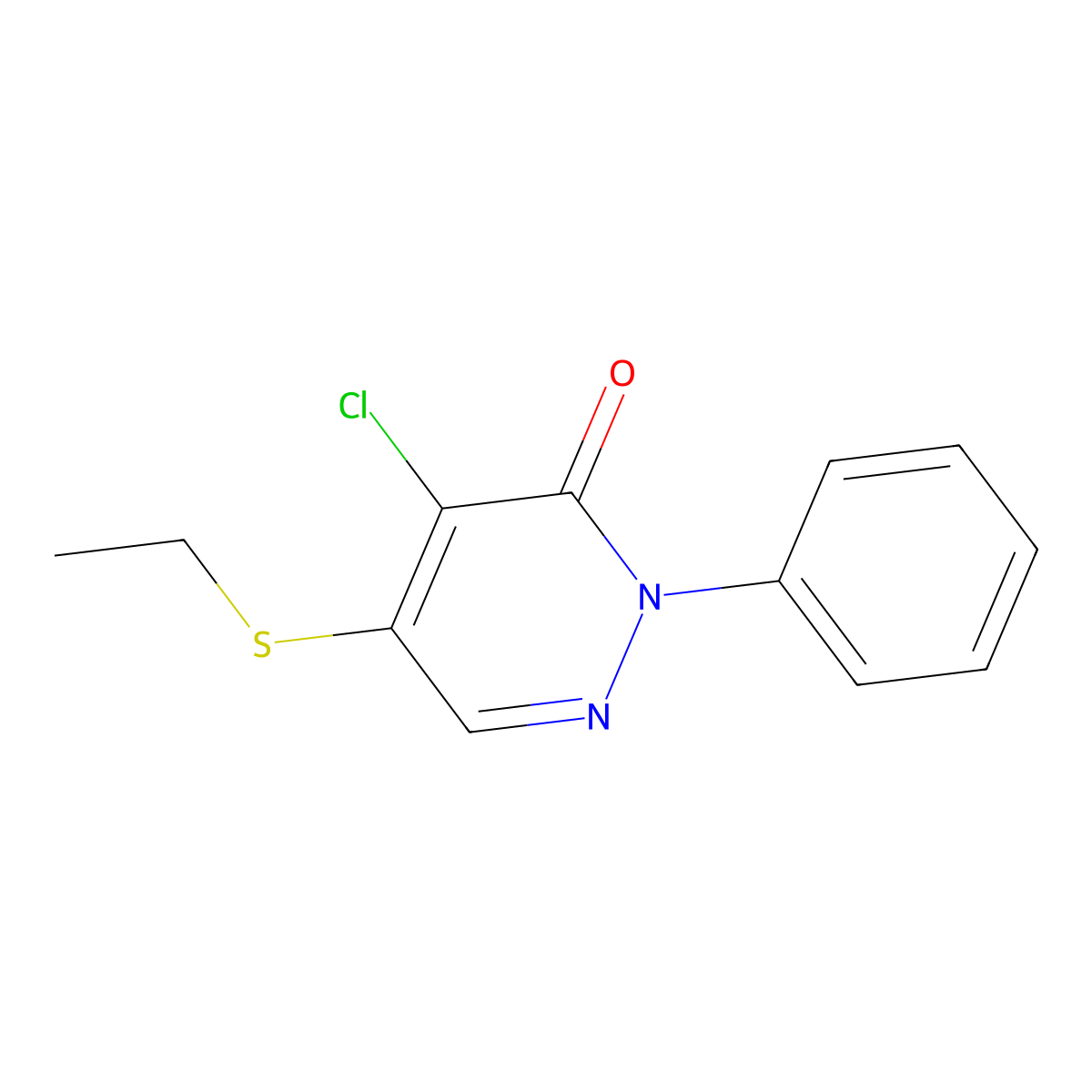 4-Chloro-5-(ethylsulfanyl)-2-phenyl-3(2H)-pyridazinone molecular structure, CAS 25381-21-9