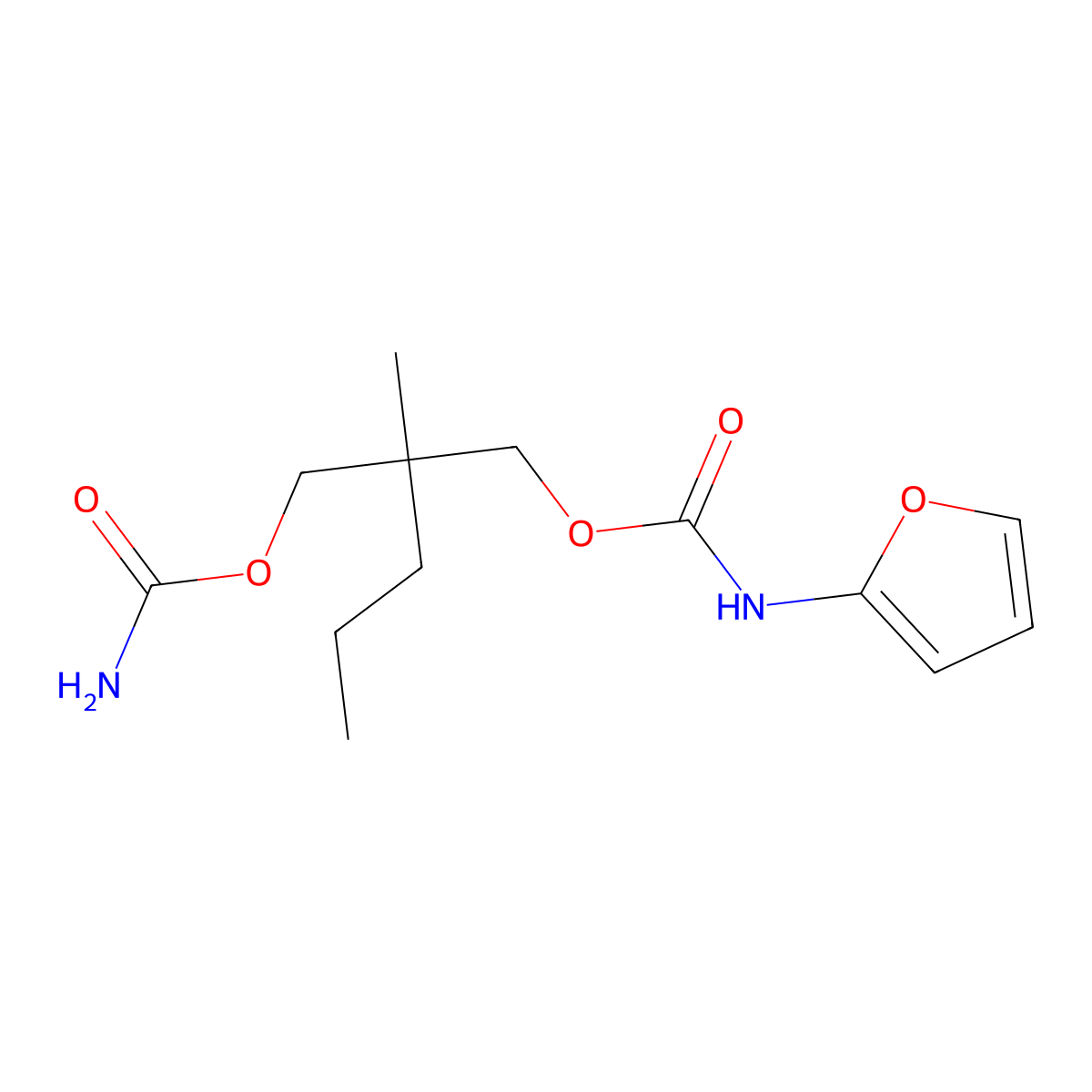 1,3-Propanediol, 2-methyl-2-propyl-, carbamate, 2-furylcarbamate molecular structure, CAS 25384-86-5