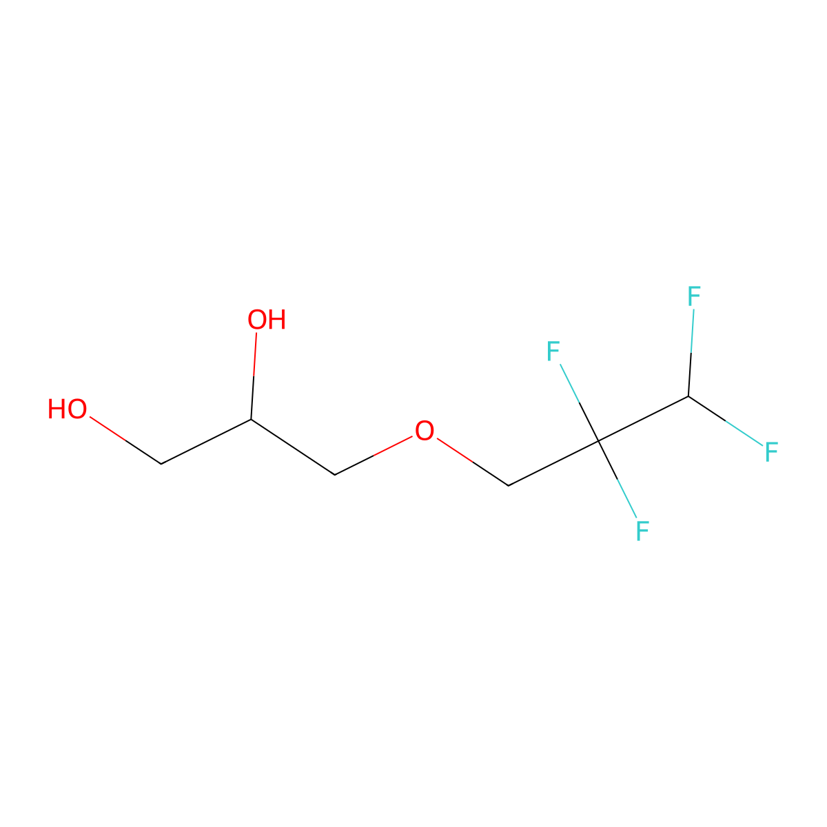 4-Oxa-6,6,7,7-tetrafluoroheptane-1,2-diol molecular structure, CAS 25385-68-6
