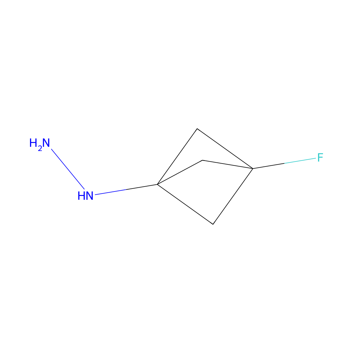 (3-Fluoro-1-bicyclo[1.1.1]pentanyl)hydrazine molecular structure, CAS 2538602-06-9