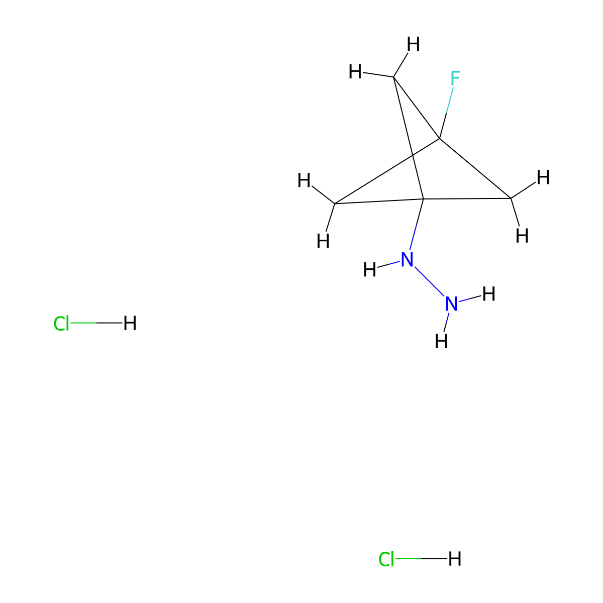 (3-Fluoro-1-bicyclo[1.1.1]pentanyl)hydrazine;dihydrochloride molecular structure, CAS 2538602-07-0