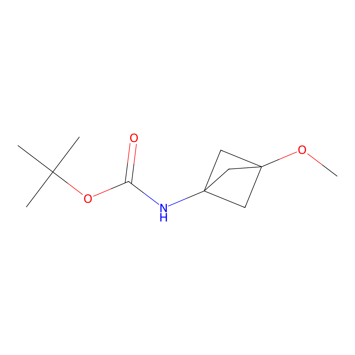 tert-butyl N-(3-methoxy-1-bicyclo[1.1.1]pentanyl)carbamate molecular structure, CAS 2538602-22-9