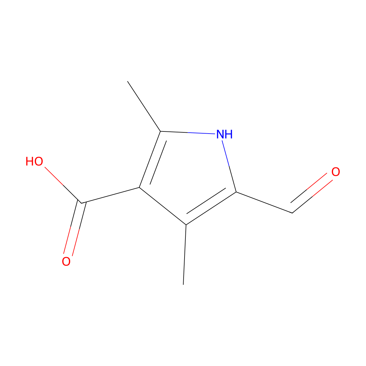 5-formyl-2,4-dimethyl-1H-pyrrole-3-carboxylic Acid molecular structure, CAS 253870-02-9