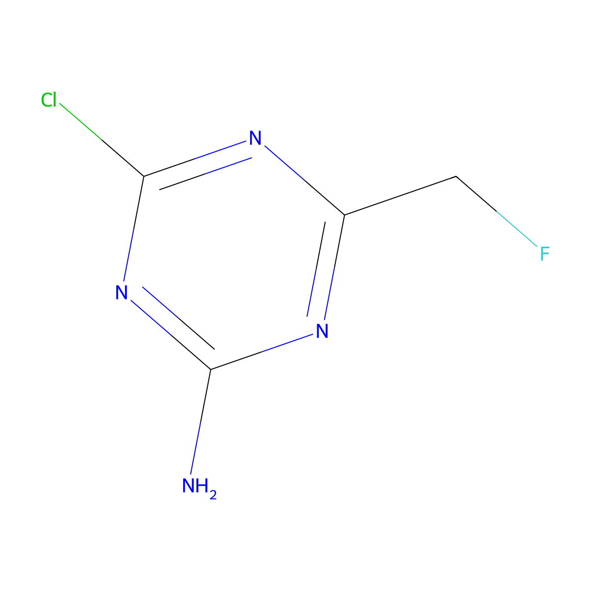4-Chloro-6-(fluoromethyl)-1,3,5-triazin-2-amine molecular structure, CAS 253870-34-7