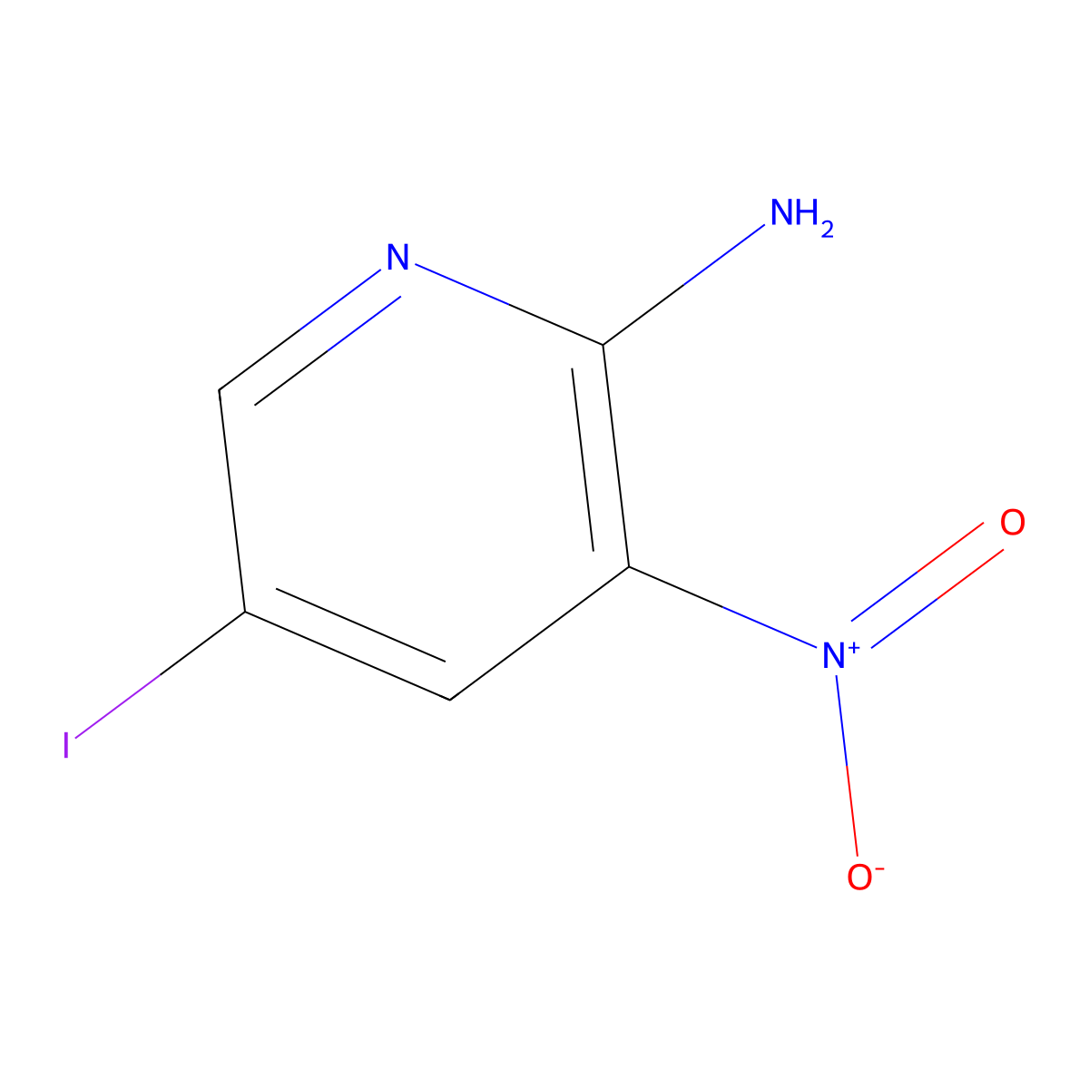 2-Amino-5-iodo-3-nitropyridine molecular structure, CAS 25391-57-5