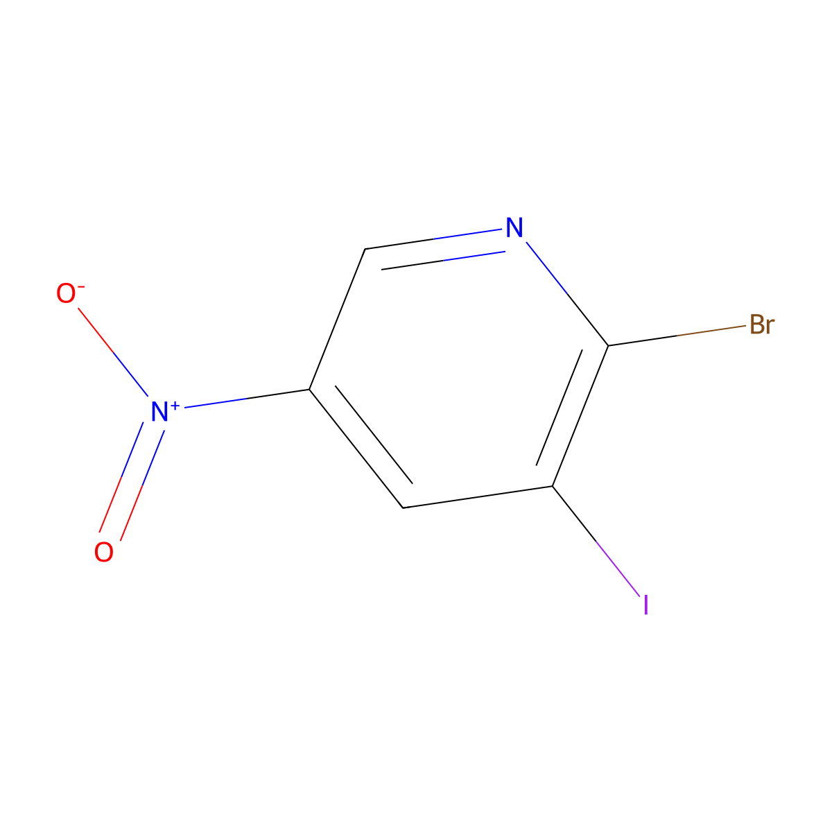 2-Bromo-3-iodo-5-nitropyridine molecular structure, CAS 25391-61-1