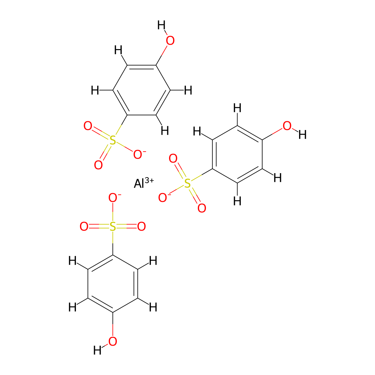 Aluminium tris(4-hydroxybenzenesulphonate) molecular structure, CAS 25395-08-8