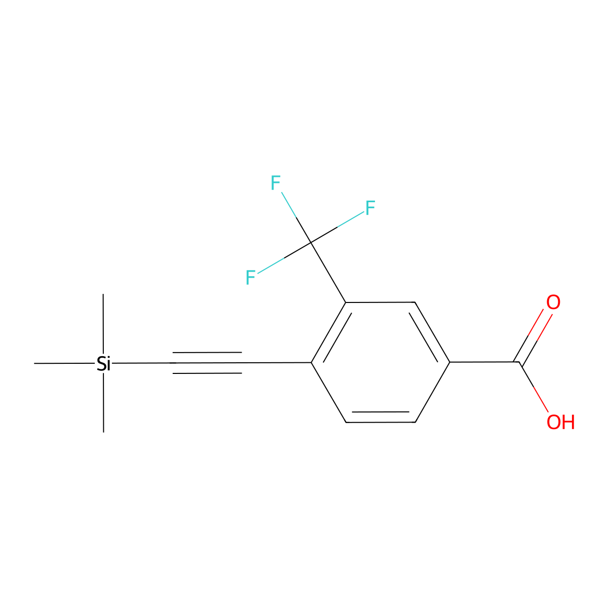 3-(Trifluoromethyl)-4-((trimethylsilyl)ethynyl)benzoic acid molecular structure, CAS 2539968-64-2