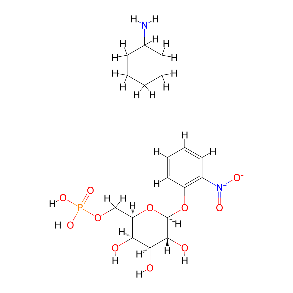 beta-D-Galactopyranoside, 2-nitrophenyl, 6-(dihydrogen phosphate), compd. with cyclohexanamine (1:2) molecular structure, CAS 25405-62-3