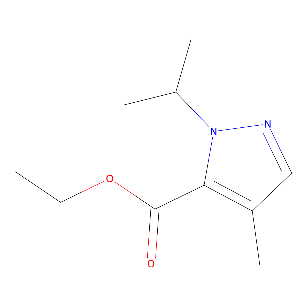 Ethyl 2-isopropyl-4-methyl-pyrazole-3-carboxylate molecular structure, CAS 2540505-42-6
