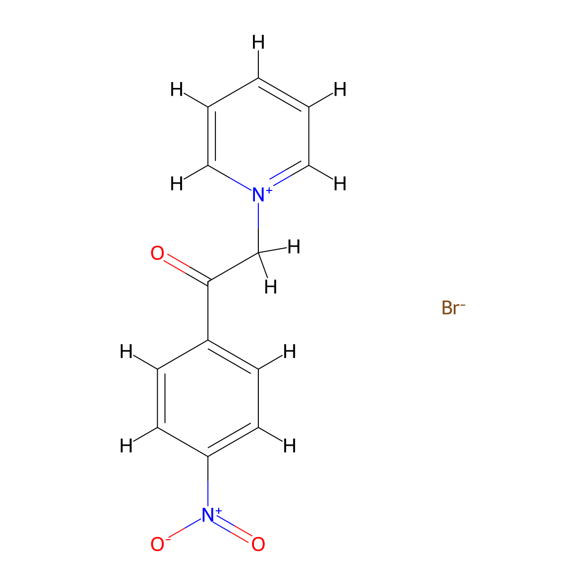 1-[2-(4-Nitrophenyl)-2-oxoethyl]pyridin-1-ium bromide molecular structure, CAS 25407-30-1