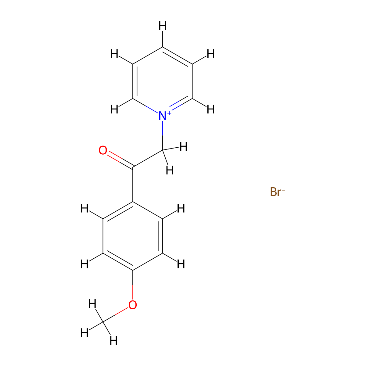 1-[2-(4-Methoxyphenyl)-2-oxoethyl]pyridinium bromide molecular structure, CAS 25407-31-2