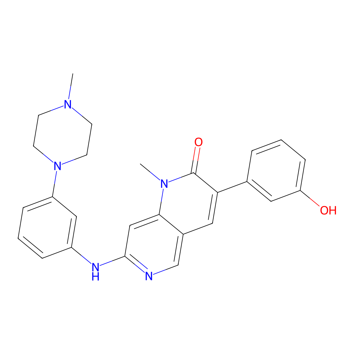 3-(3-Hydroxyphenyl)-1-methyl-7-((3-(4-methylpiperazin-1-yl)phenyl)amino)-1,6-naphthyridin-2(1H)-one molecular structure, CAS 2540881-21-6