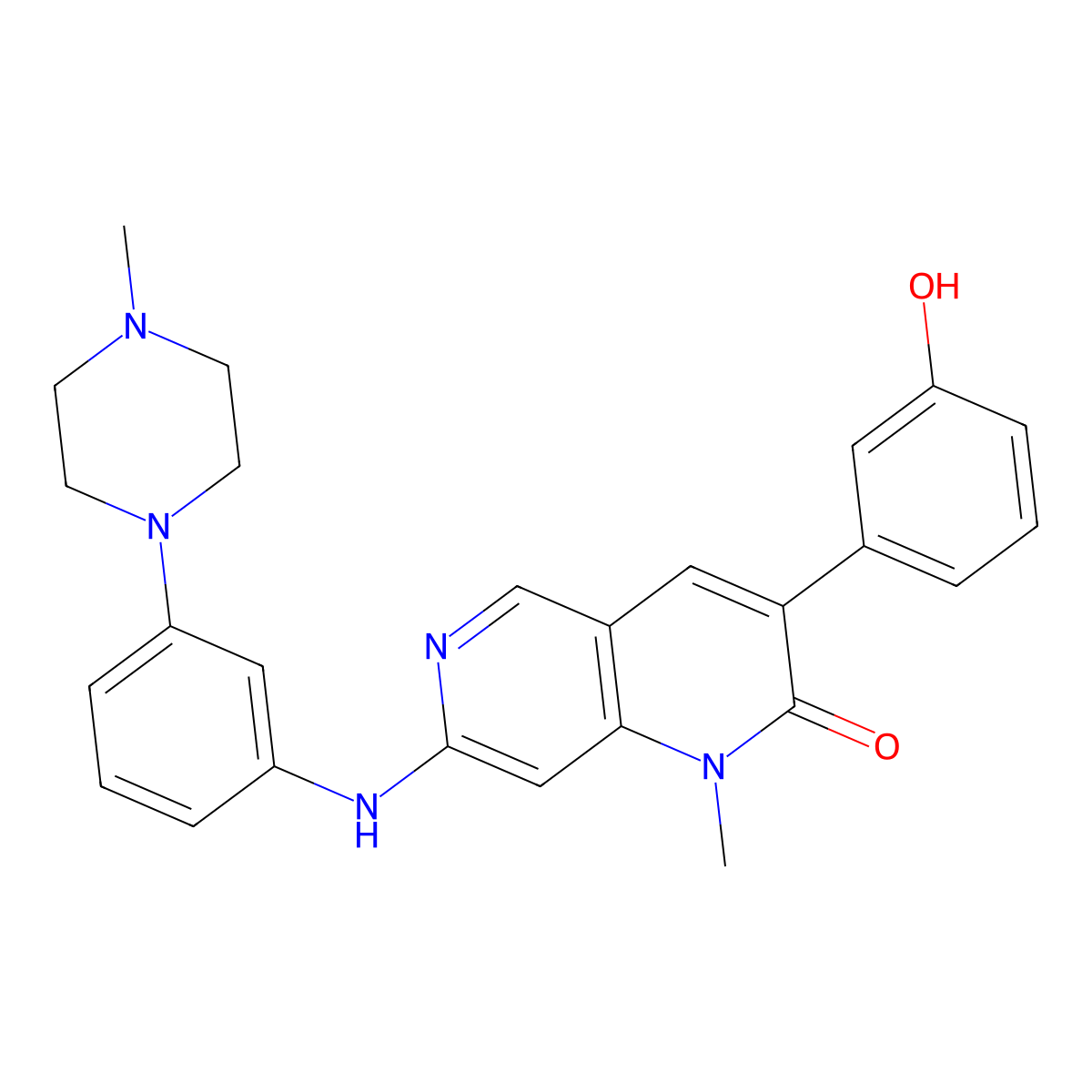 3-(3-Hydroxyphenyl)-1-methyl-7-((3-(4-methylpiperazin-1-yl)phenyl)amino)-1,6-naphthyridin-2(1H)-one molecular structure, CAS 2540881-21-6