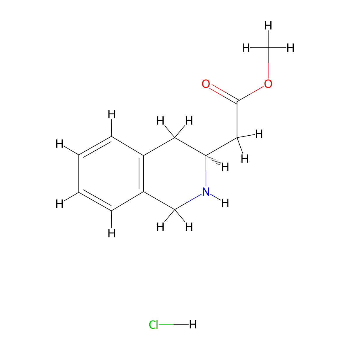 methyl 2-((3S)-1,2,3,4-tetrahydroisoquinolin-3-yl)acetate hydrochloride molecular structure, CAS 254102-33-5