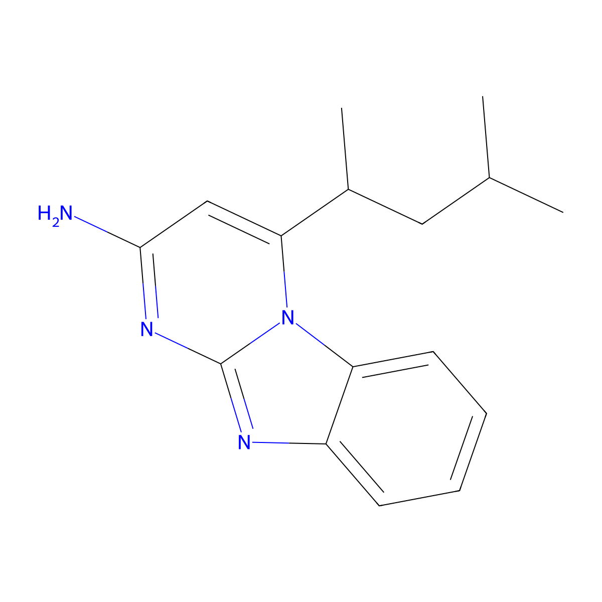 4-(1,3-Dimethylbutyl)pyrimido[1,2-a][1,3]benzimidazol-2-amine molecular structure, CAS 254106-41-7