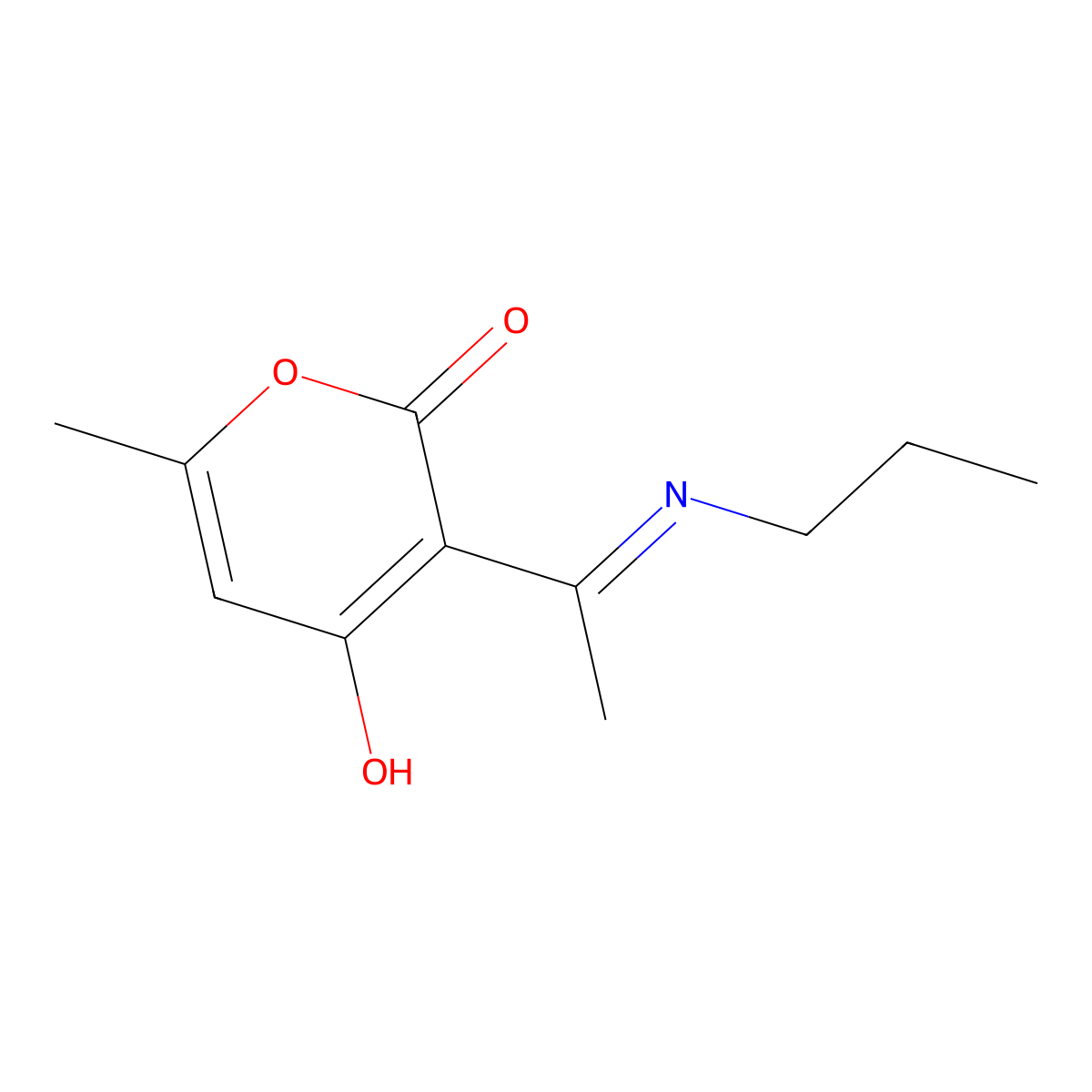 4-Hydroxy-6-methyl-3-(C-methyl-N-propylcarbonimidoyl)pyran-2-one molecular structure, CAS 254109-09-6