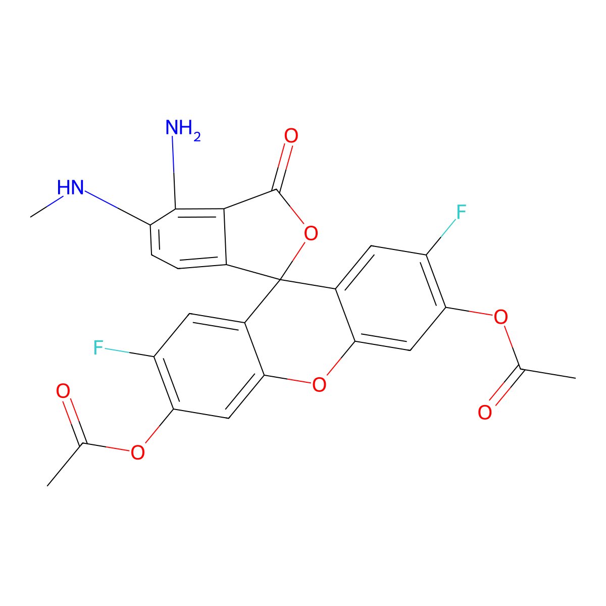 4-Amino-5-methylamino-2',7'-difluorofluorescein diacetate molecular structure, CAS 254109-22-3