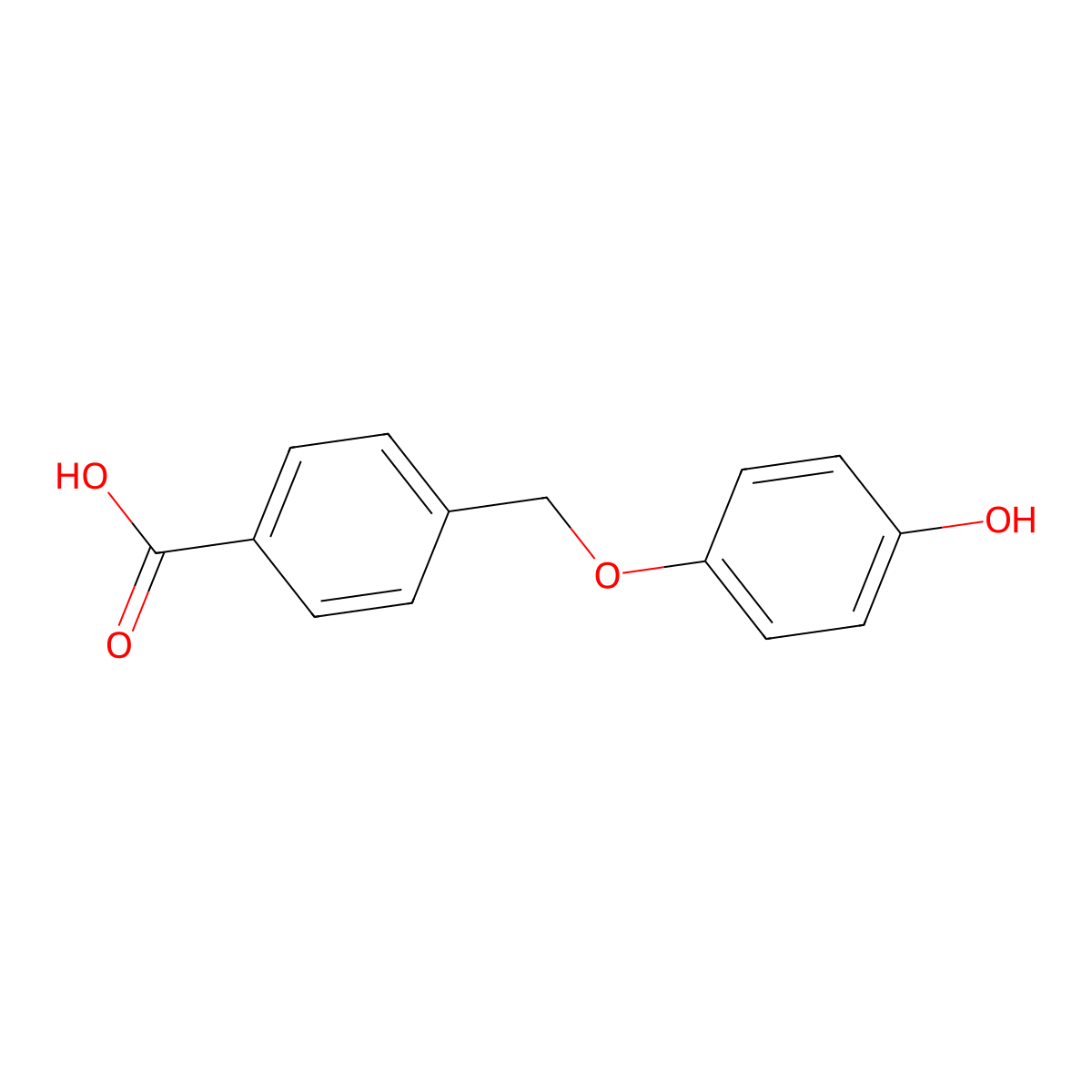 Benzoic acid, 4-[(4-hydroxyphenoxy)methyl]- molecular structure, CAS 254116-46-6