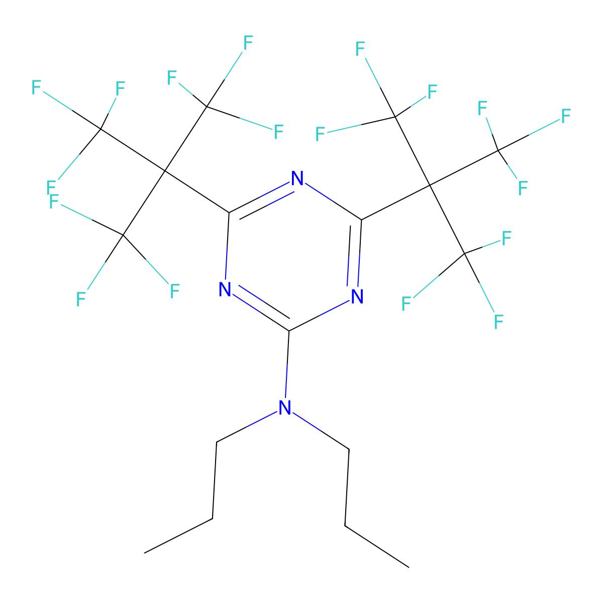 4,6-bis[1,1,1,3,3,3-hexafluoro-2-(trifluoromethyl)propan-2-yl]-N,N-dipropyl-1,3,5-triazin-2-amine molecular structure, CAS 254118-22-4