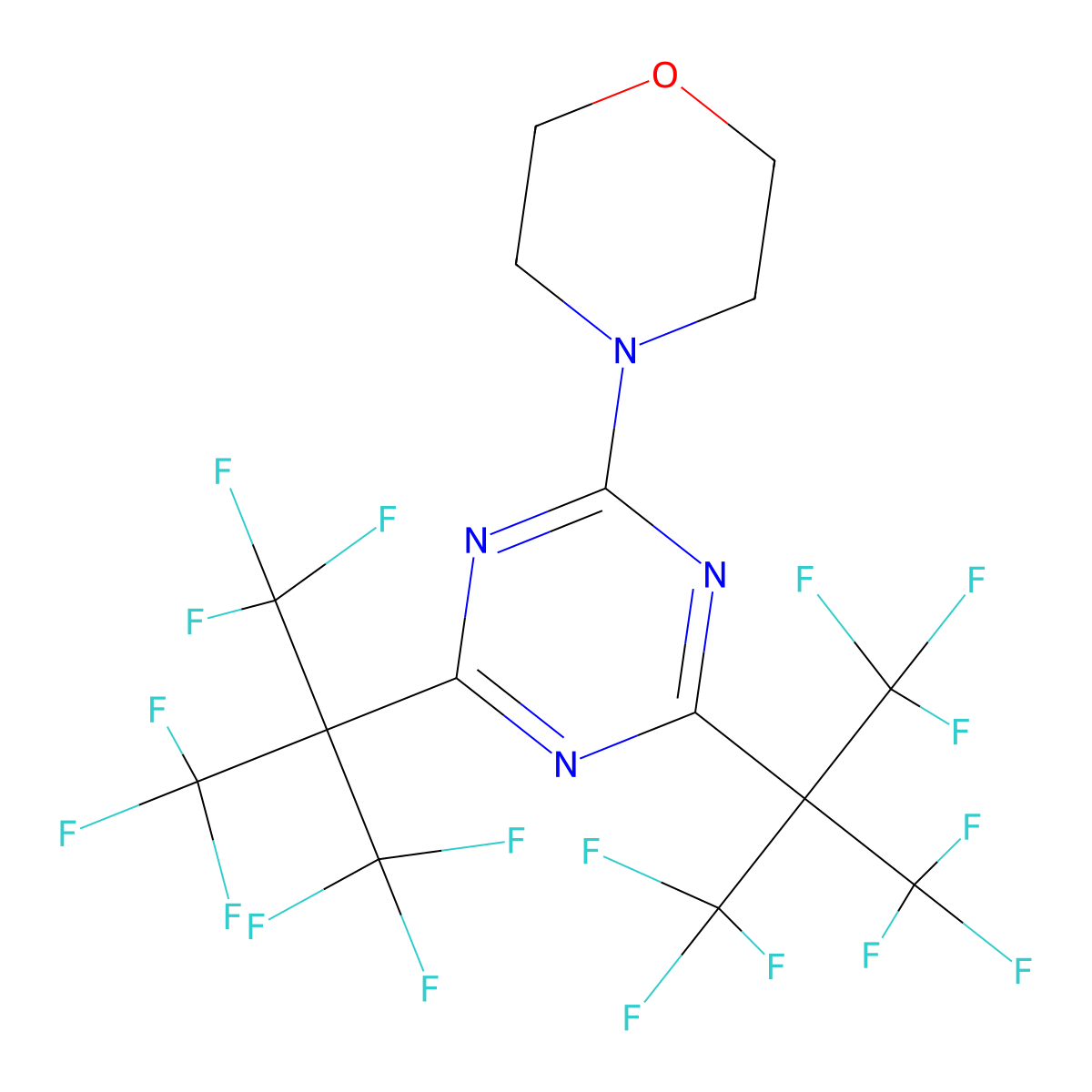 1,3,5-Triazine, 2-morpholino-4,6-bis(perfluoro-tert-butyl)- molecular structure, CAS 254118-23-5