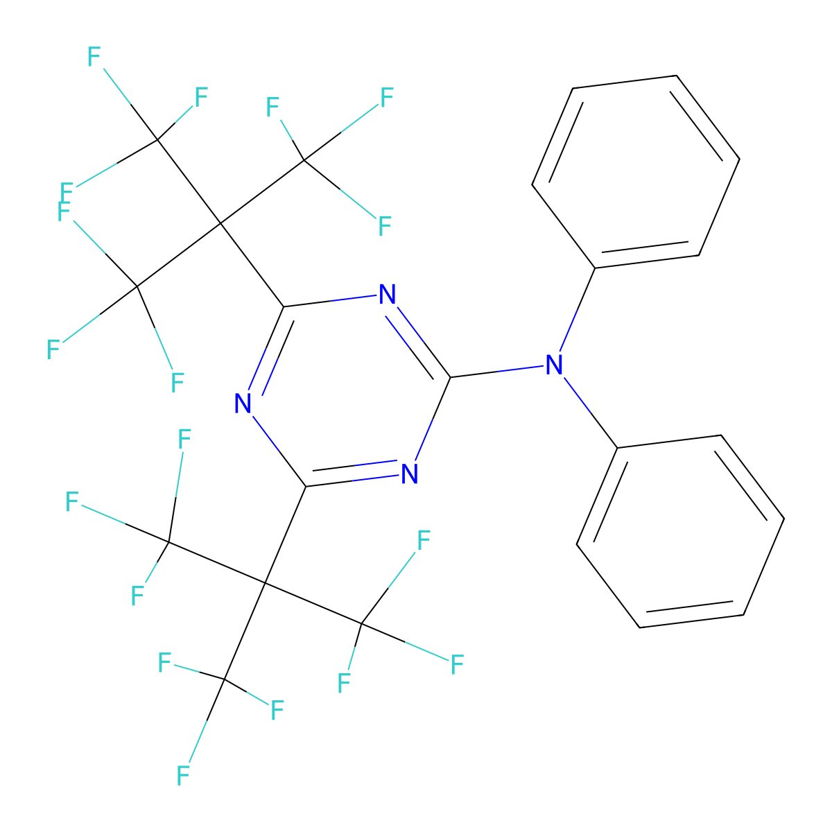 1,3,5-Triazine, 2-diphenylamino-4,6-bis(nonafluoro-tert-butyl)- molecular structure, CAS 254118-42-8