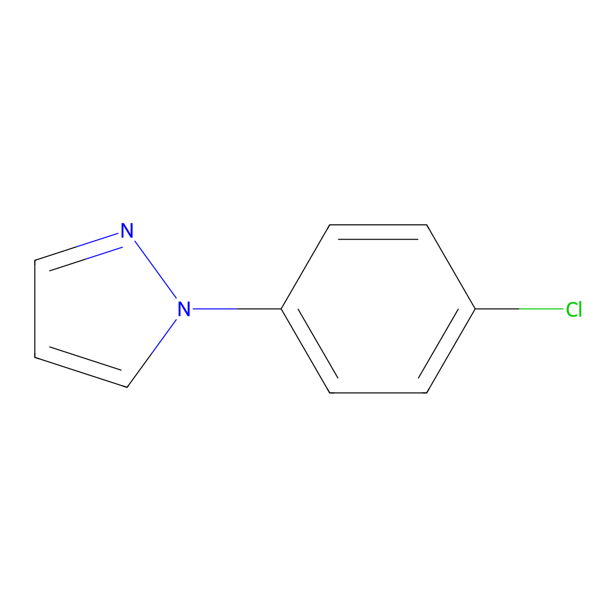 1-(4-chlorophenyl)-1H-pyrazole molecular structure, CAS 25419-86-7