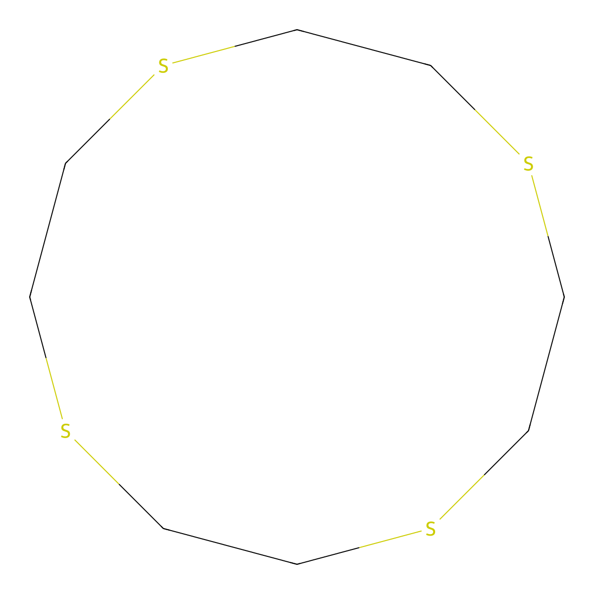 1,4,7,10-Tetrathiacyclododecane molecular structure, CAS 25423-56-7