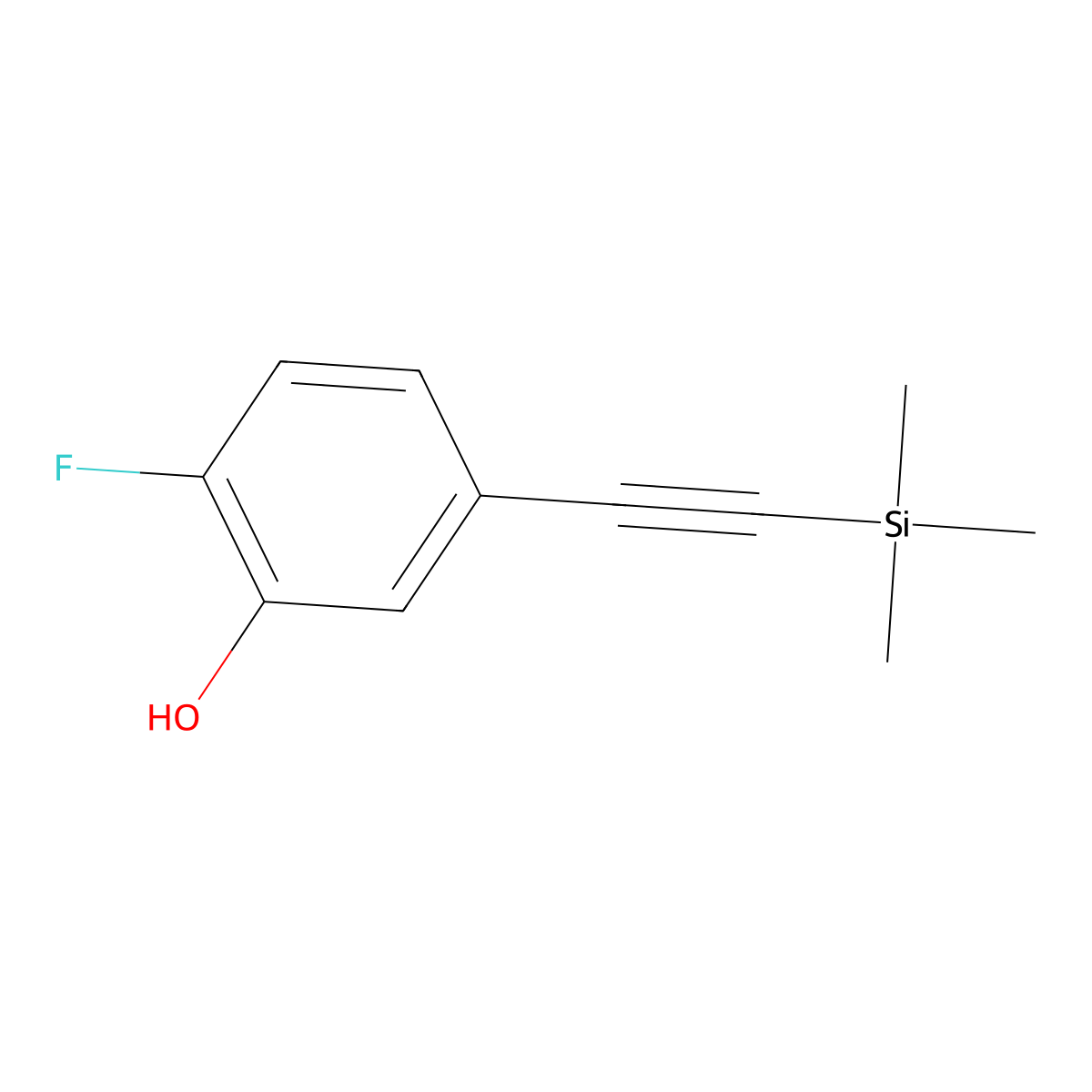 2-Fluoro-5-((trimethylsilyl)ethynyl)phenol molecular structure, CAS 2542515-51-3