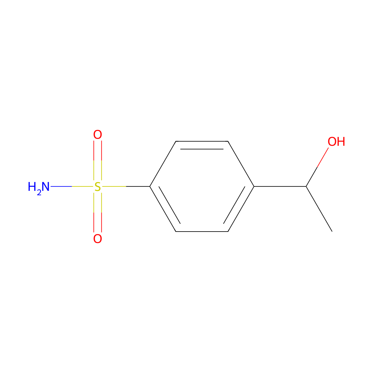 4-alpha-Hydroxyethylbenzenesulfonamide molecular structure, CAS 25426-54-4