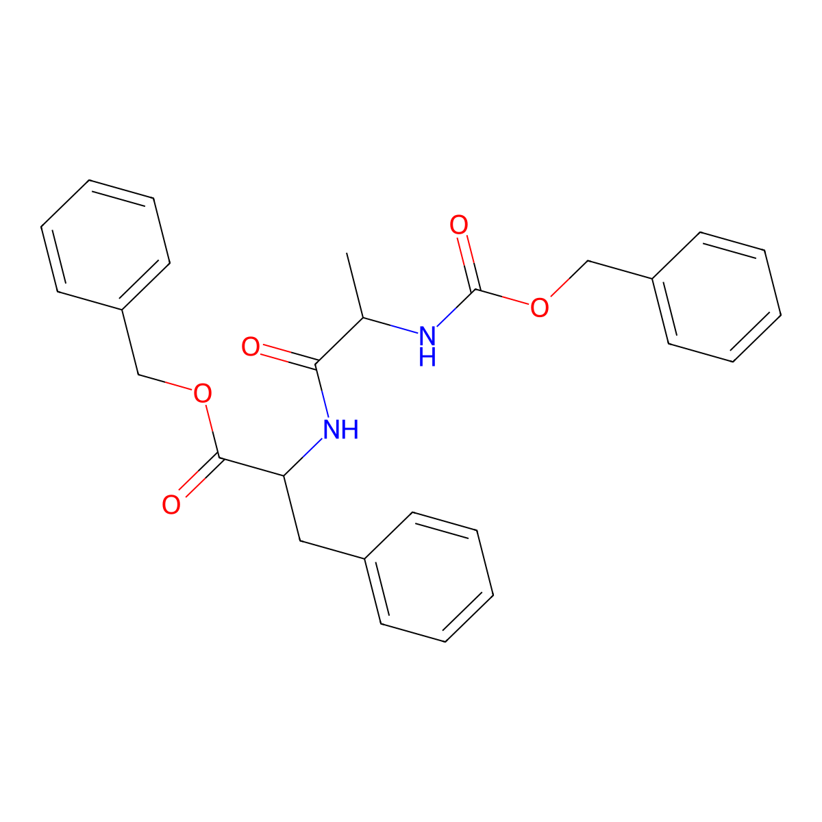Benzyl N-[(benzyloxy)carbonyl]alanylphenylalaninate molecular structure, CAS 2543-29-5