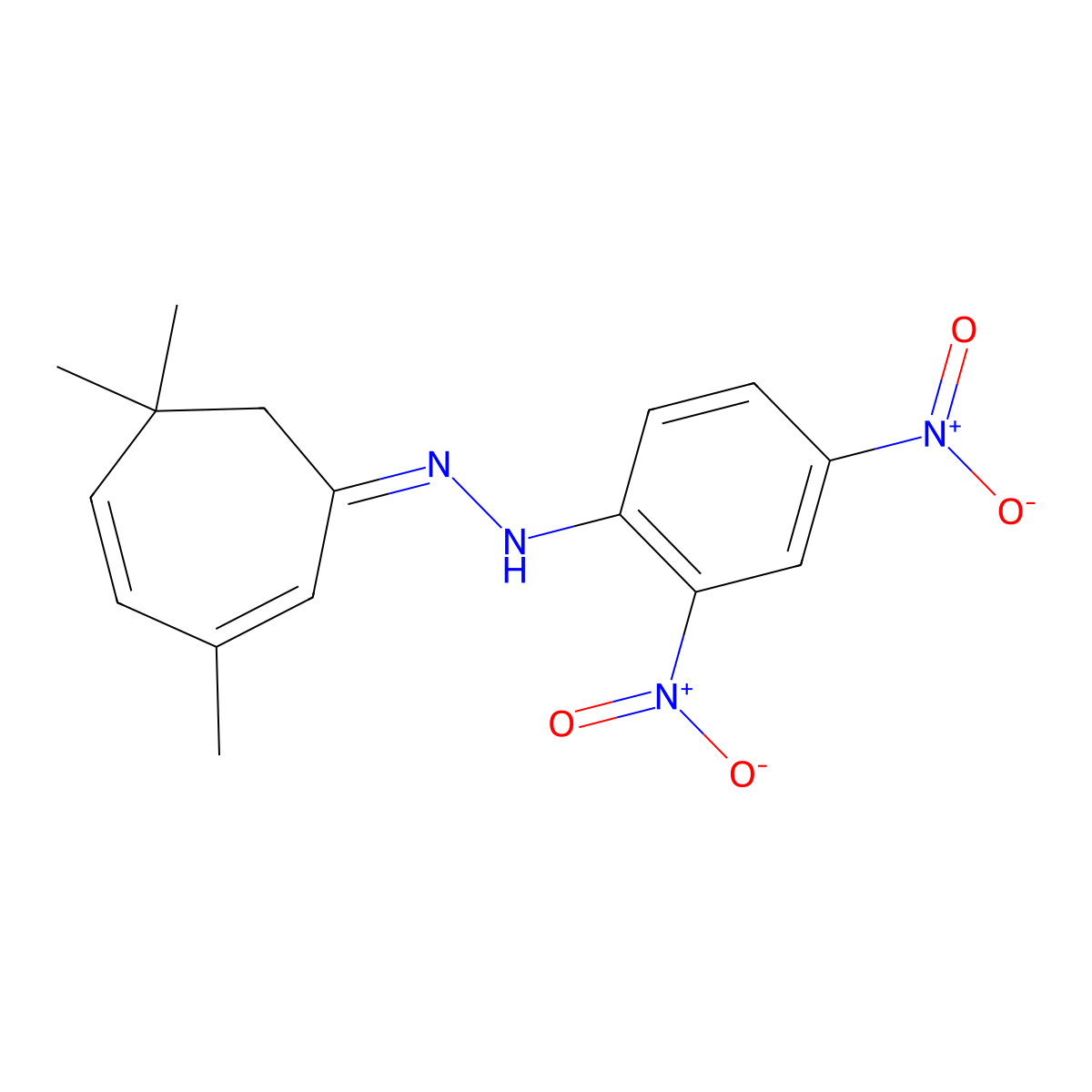 3,6,6-Trimethyl-2,4-cycloheptadien-1-one 2-(2,4-dinitrophenyl)hydrazone molecular structure, CAS 2543-56-8