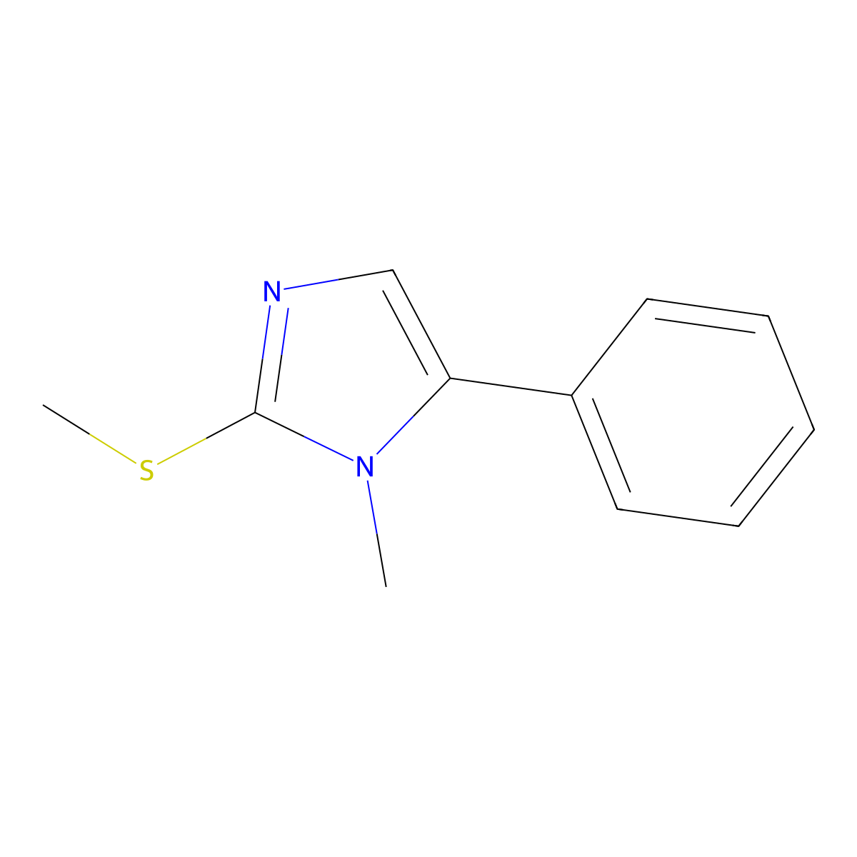 1-methyl-2-(methylthio)-5-phenyl-1H-imidazole molecular structure, CAS 25433-15-2