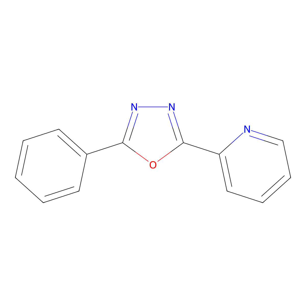 2-Phenyl-5-pyridin-2-yl-1,3,4-oxadiazole molecular structure, CAS 25433-30-1