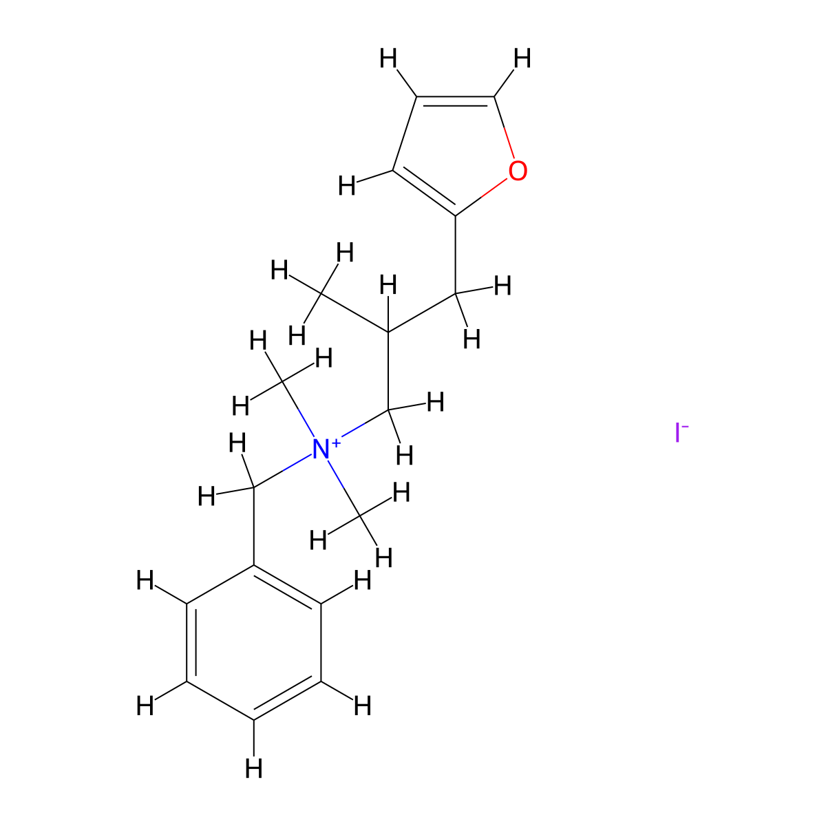 N-Benzyl-3-(furan-2-yl)-N,N,2-trimethylpropan-1-aminium iodide molecular structure, CAS 25433-49-2